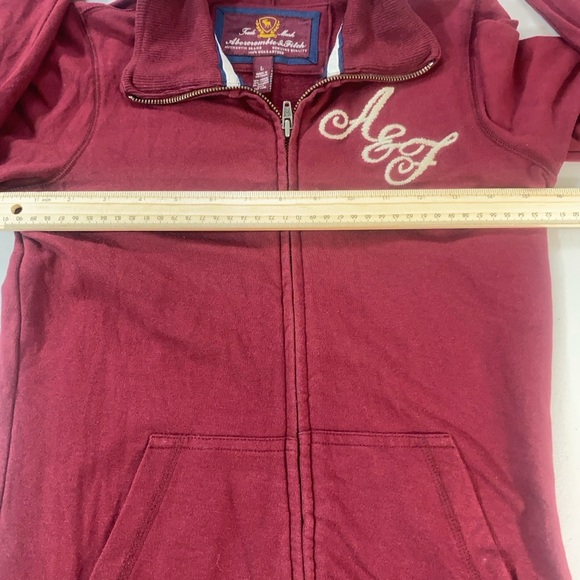 Vintage Abercrombie & Fitch Maroon Full Zip Hoodie Women’s L A&F Crest Y2K Style - Picture 5 of 11